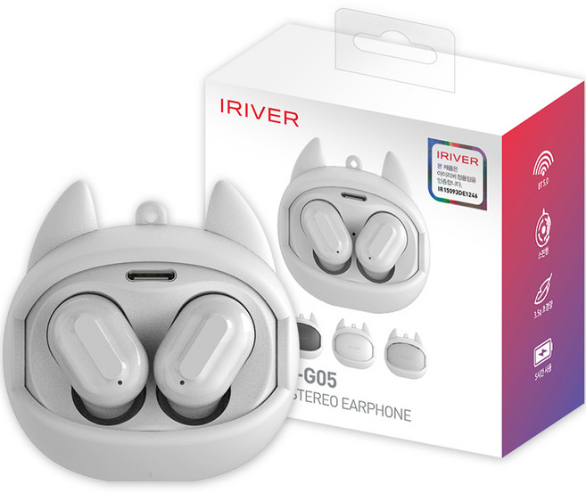 아이리버 블루투스 5.0 스핀형 무선 이어폰, IBE-G05, 화이트
