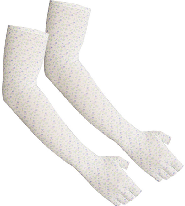 인콘트로 올데이 스트라이프 반장갑 양손 쿨토시 세트, 꽃무늬보라, 1세트