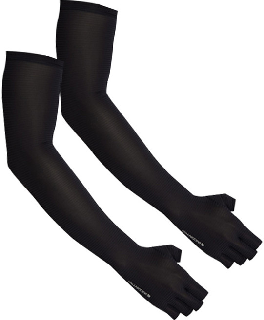 인콘트로 올데이 스트라이프 반장갑 양손 쿨토시 세트, 블랙, 1세트