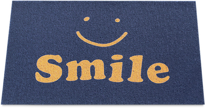 코일 레터링 코일 현관 발매트, 스마일네이비, 1개