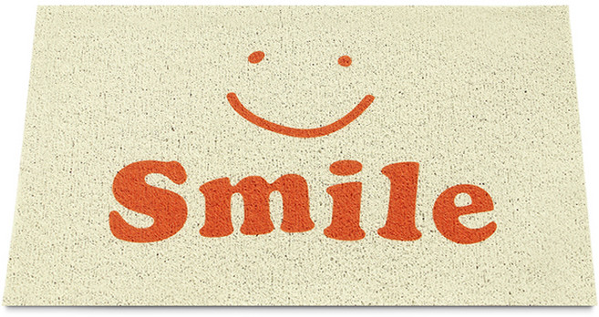 코일 레터링 코일 현관 발매트, 스마일아이보리, 1개
