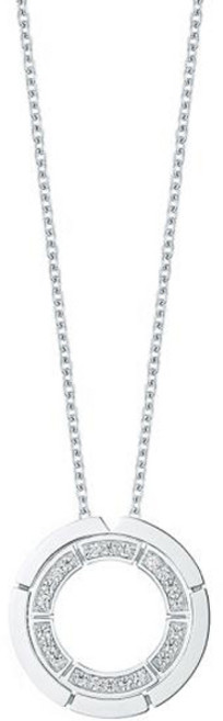 로이드 여성용 L-Carat 스퀘어라이트 라운드 파베 투웨이 실버 롱 목걸이 LLNS23205S + 쇼핑백