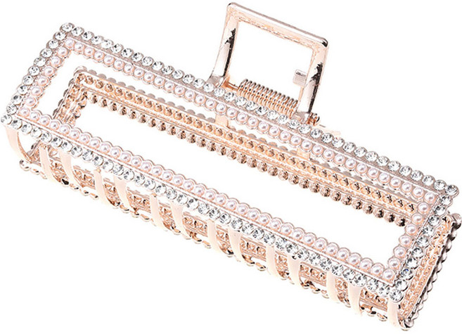 수스다 큐빅 진주 믹스 사각 메탈 집게핀 올림머리 헤어핀 5104