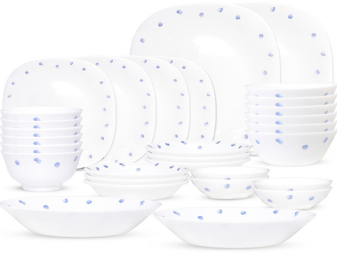 바칠레 메이릴 6인 사각 홈 접시 30p 세트, 1세트, 7종, 혼합색상