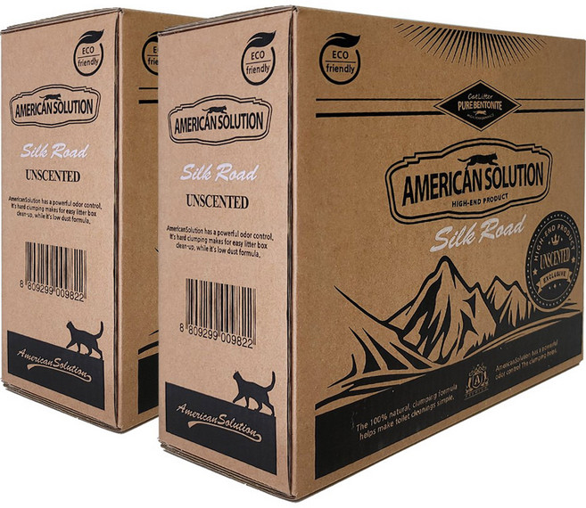 아메리칸솔루션 실크로드 언씬티드 고양이모래, 9kg, 2개, 무향