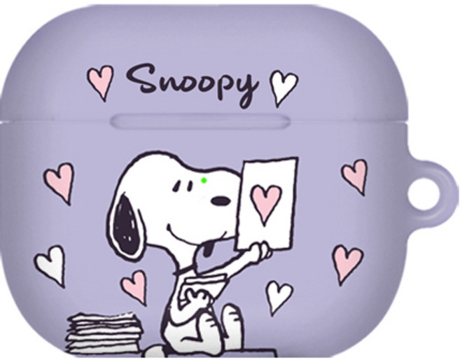 스누피 러블리 에어팟3세대 하드 케이스, 스누피 러브레터 퍼플