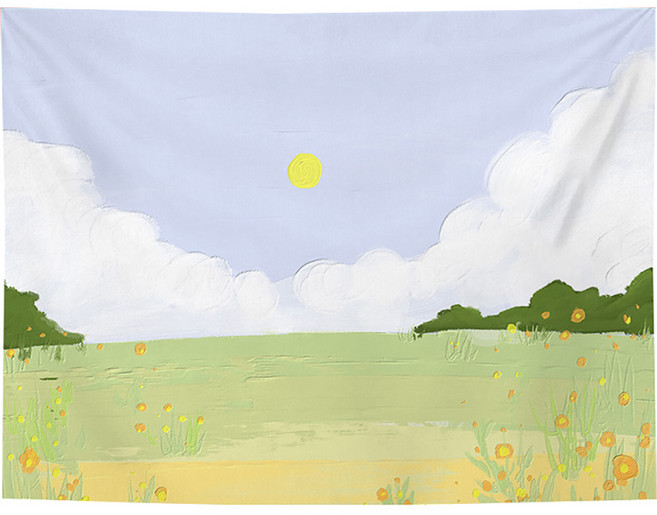 MA 감성 유화 페인팅 태피스트리 써니데이, 혼합색상