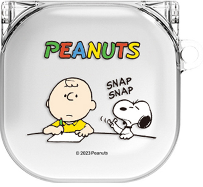 스누피 시즌1 버즈2프로/버즈2/버즈프로/버즈라이브 호환 투명 일체형 케이스, 스누피 찰리 스터디