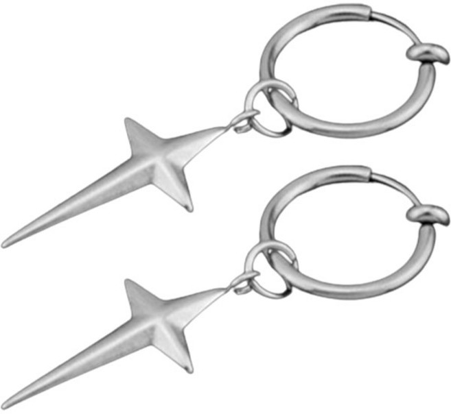 젤루나 써지컬 뾰족 십자가 드롭 링 귀찌 P-1098