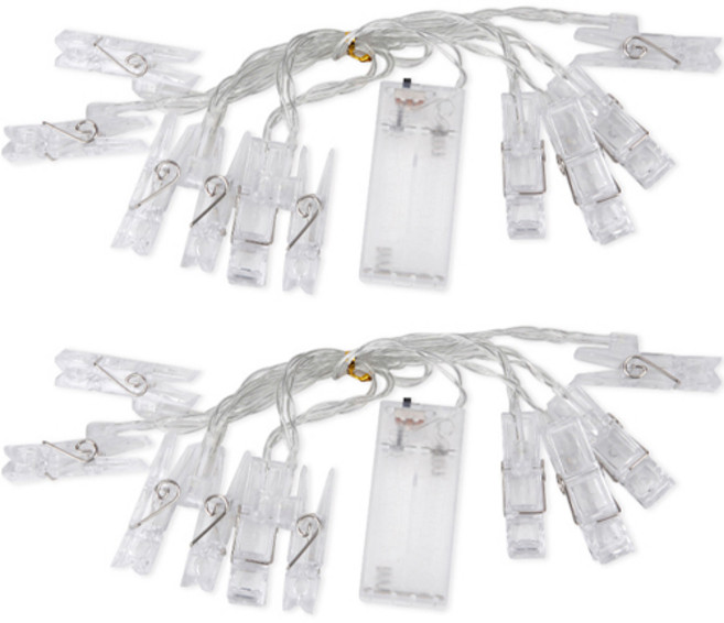 인디케이 포토 집게 LED 조명 가랜드, 혼합색상, 2개