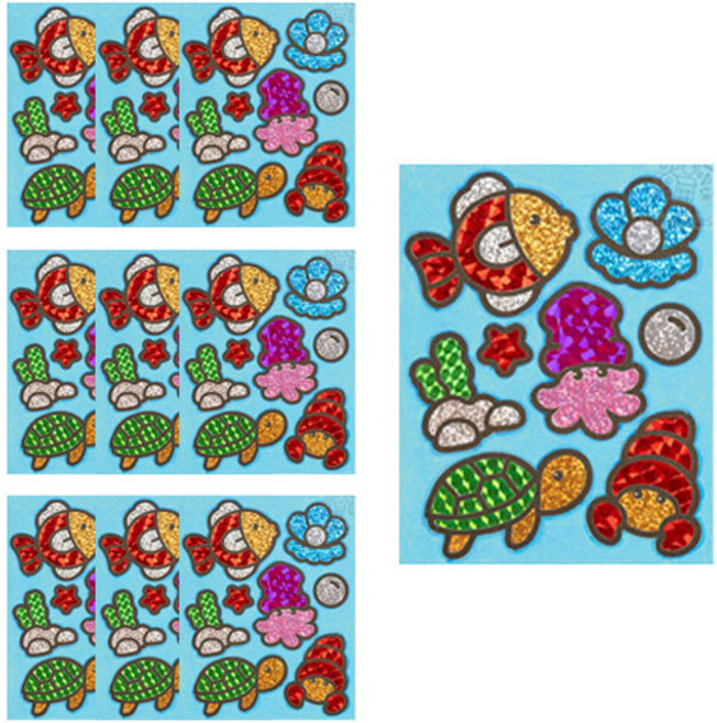 민화샵 포일아트 스티커, 바다 A, 10개