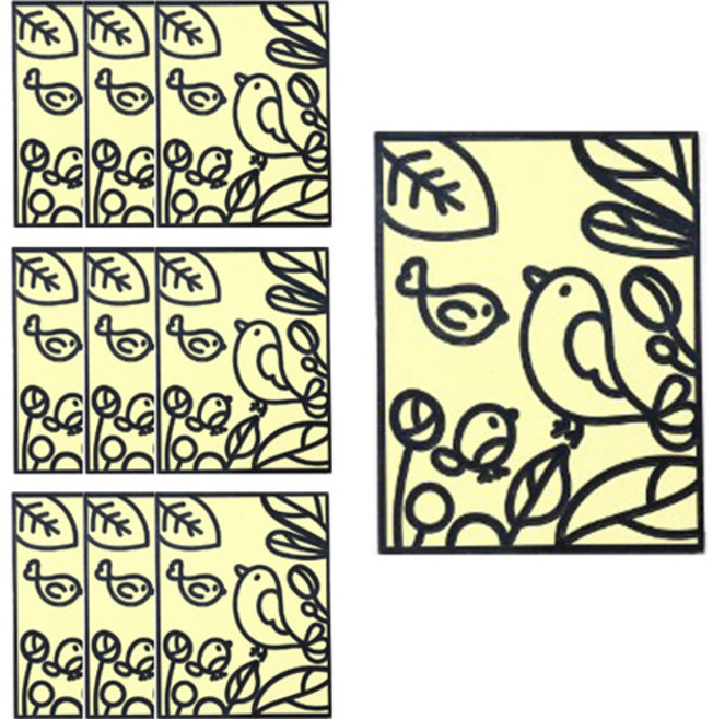 민화샵 포일아트 스티커, 숲속새, 10개