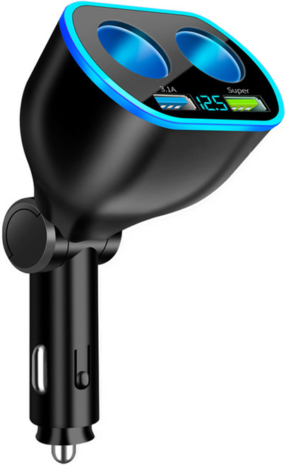 구스페리 4구 차량용 시거잭 QC3.0 66W 초고속 충전기 어댑터, 블랙