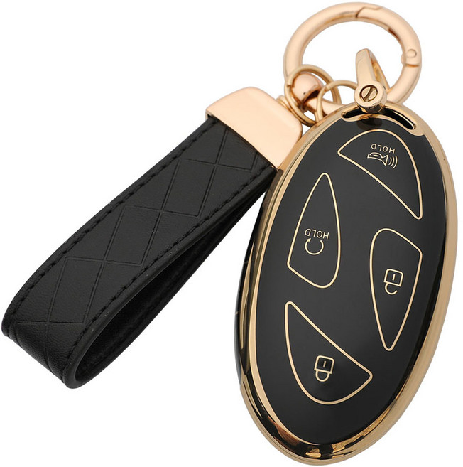 엠디글로벌 TPU 차키 케이스 + 키링, 블랙, 현대 5버튼