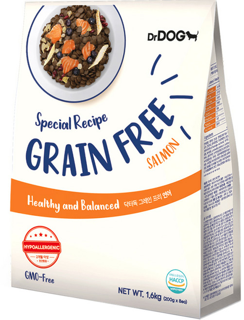 닥터독 전연령 강아지 그레인프리 건식사료, 연어, 1.6kg, 1개