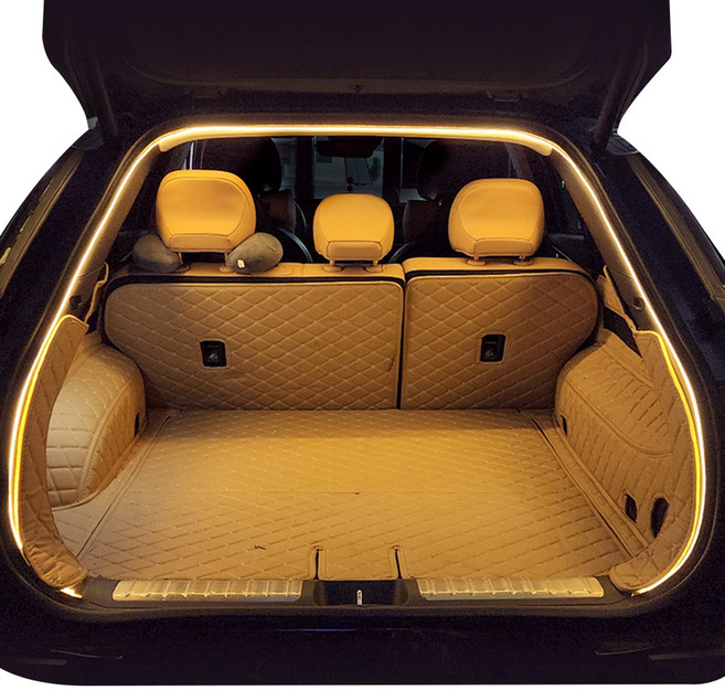 카템 네온 LED 면발광 식빵 트렁크등 12V 3.5m + 시거잭 세트, 웜화이트, 1세트