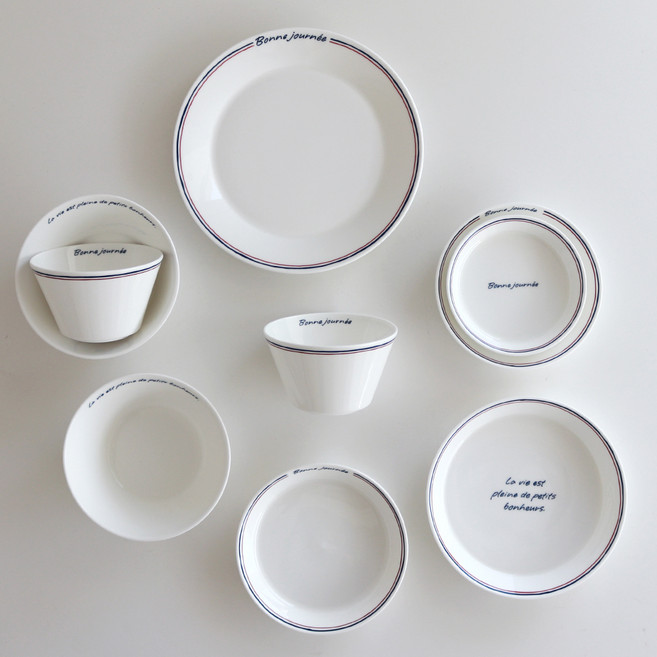 한국도자기 홈 2인 식기세트 B 9p, 레떼드파리, 식기 6종, 1세트