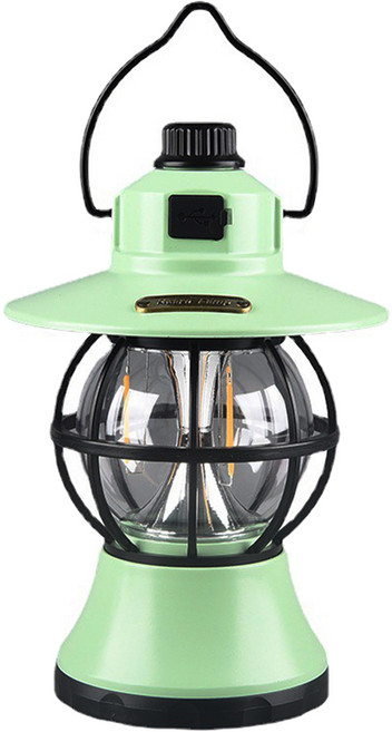 비상 충전식 레트로 감성 LED 캠핑 조명 램프, 민트, 1개