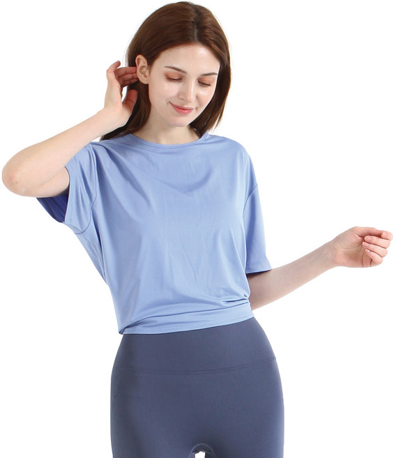 녹족 여성용 요가 필라테스 앨리스 커버업 반팔 티셔츠