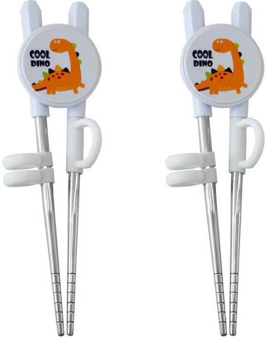 쿨디노 유아용 1단계 교정용 젓가락, 화이트, 2개