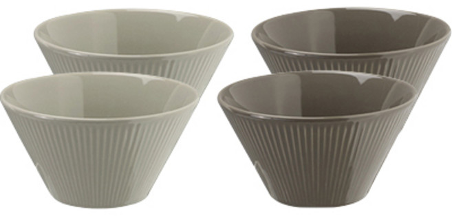 로얄베일 국산 라이닝 대접 세트 4p, 혼합색상, 대접 크림그레이 2p + 대접 모카 2p