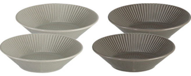 로얄베일 국산 라이닝 찬기 중 4p 세트, 크림그레이 + 모카, 단품, 1세트