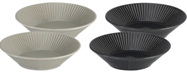 로얄베일 국산 라이닝 찬기 중 4p 세트, 크림그레이 + 챠콜, 단품, 1세트