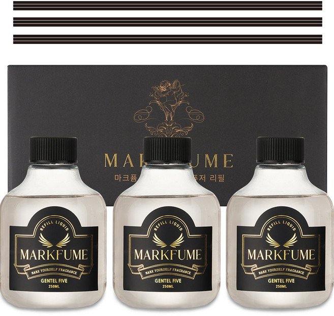 마크퓸 골드에디션 대용량 디퓨저 리필 3p + 리드 스틱 3p 세트, 젠틀파이브, 1세트, 250ml