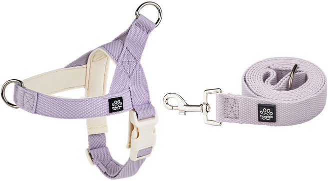 멍템 반려동물용 팔레트 하네스 + 리드줄 세트, 파스텔 퍼플, 1개