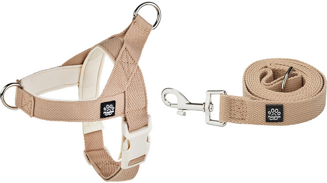 멍템 반려동물용 팔레트 하네스 + 리드줄 세트, 파스텔 베이지, 1개