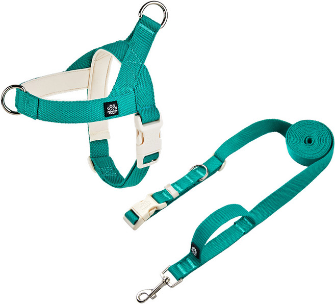 멍템 팔레트 하네스 + 핸즈프리 리드줄 세트, 비비드 그린, 1개