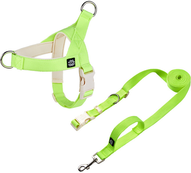 멍템 팔레트 하네스 + 핸즈프리 리드줄 세트, 네온 옐로, 1개