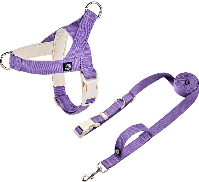 멍템 팔레트 하네스 + 핸즈프리 리드줄 세트, 비비드 퍼플, 1개