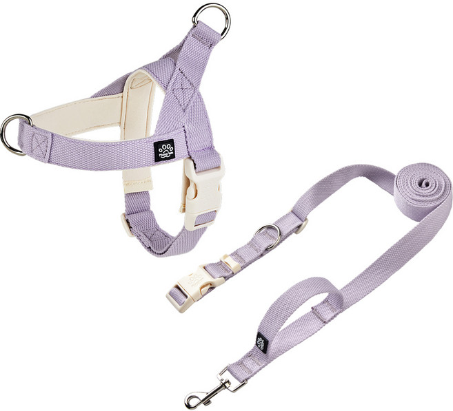 멍템 팔레트 하네스 + 핸즈프리 리드줄 세트, 파스텔 퍼플, 1개