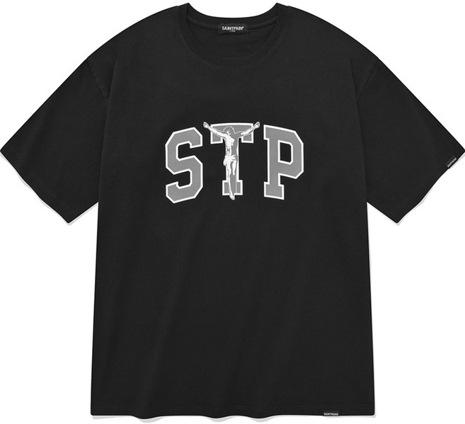 saintpain STP LOGO 透氣 T恤, 黑色