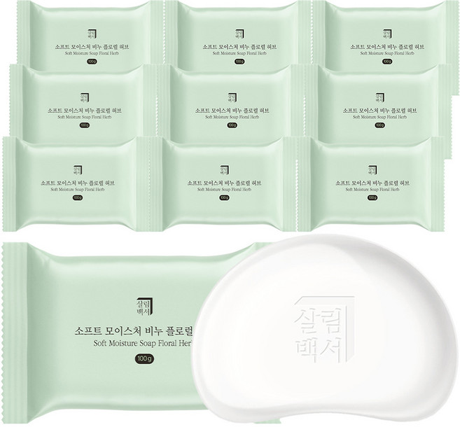 살림백서 소프트 모이스처 목욕비누 플로럴 허브향, 100g, 10개