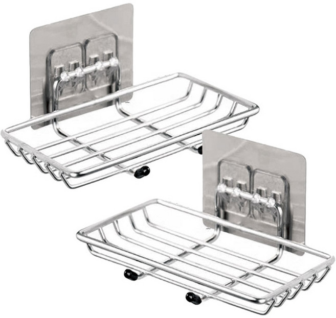 마켓플랜 무타공 2in1 비누 트레이, 2개