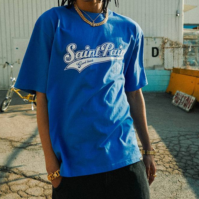 saintpain ANGEL TEAM LOGO 透氣 T 恤, 藍色
