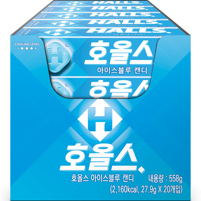 HALLS XS 薄荷涼糖 冰藍, 20個, 27.9克
