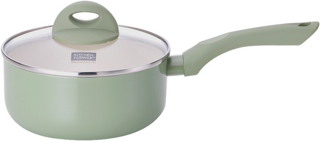 KITCHEN FLOWER Cookin IH電磁爐彩色單柄鍋, 1個, 18cm, 綠色