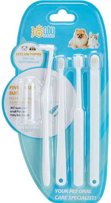 딩동펫 반려동물 스페셜 칫솔 5종, 화이트, 1세트