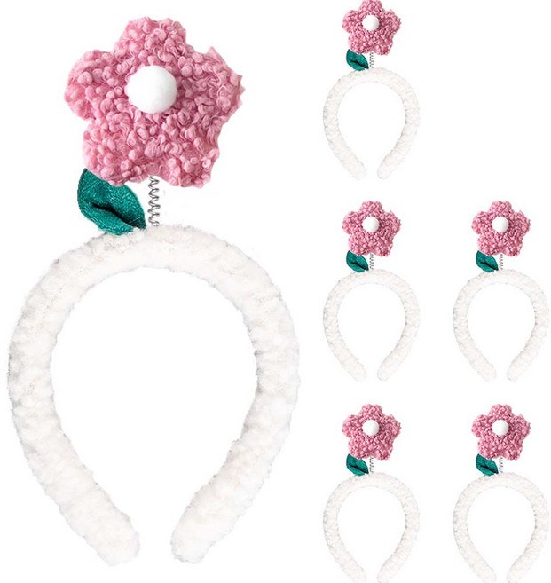 파티쇼 밍크 플라워 머리띠, 핑크, 6개