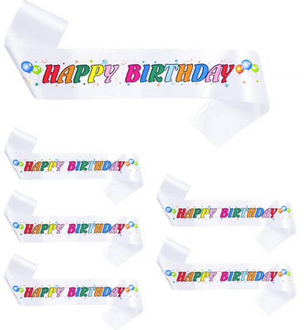 파티쇼 생일 어깨띠 컬러풀, 화이트, 6개