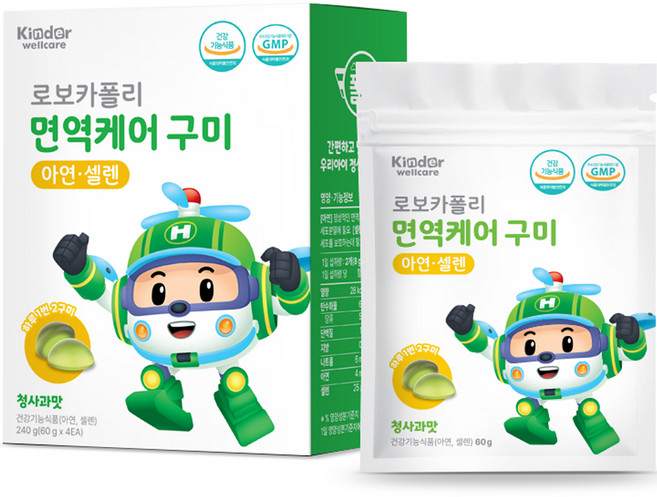 킨더웰케어 유아용 로보카폴리 면역케어 구미 4p, 240g, 1개