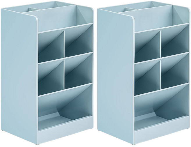 델리 데스크 오거나이저 8칸 분리 사선꽂이 점보 정리함 8939-0, 밀크블루, 2개