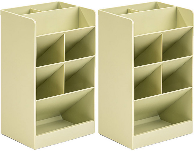 델리 데스크 오거나이저 8칸 분리 사선꽂이 점보 정리함 8939-0, 밀크그린, 2개