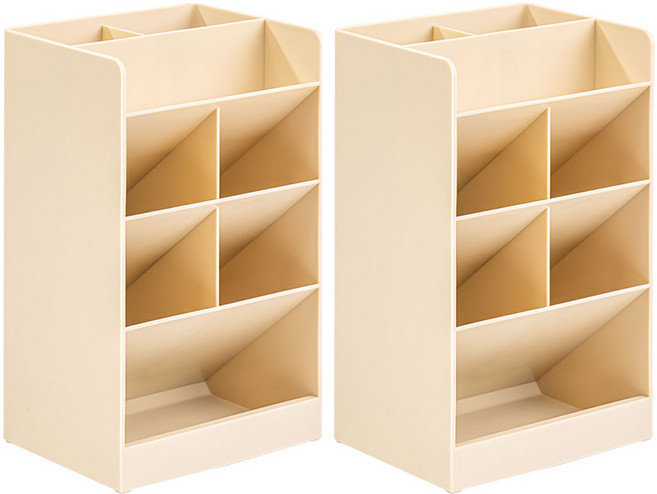 델리 데스크 오거나이저 8칸 분리 사선꽂이 점보 정리함 8939-0, 아이보리, 2개