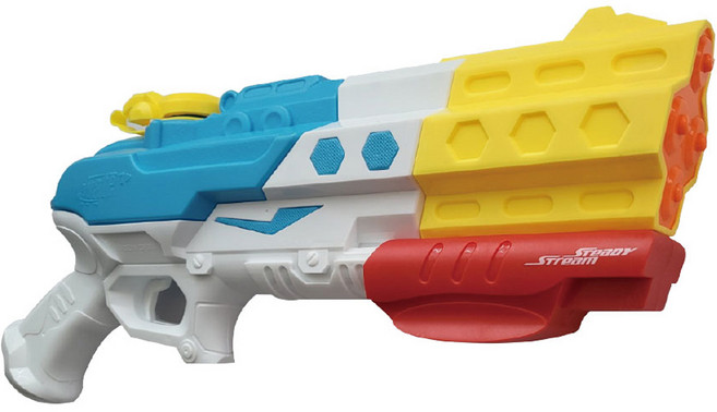 ZEUS 제트파워 쿼드 워터건 대형 4줄 장거리 압축 물총, 혼합색상, 1개