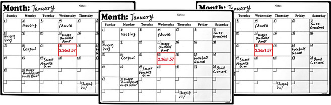 노르노르 달력형 월간 자석 붙이는 일정표 3p, 블랙, 1개