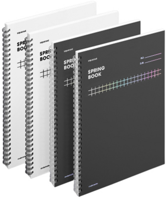 모트모트 스프링북 스퀘어드 노트 2종 세트, 화이트 + 다크호스, 1세트